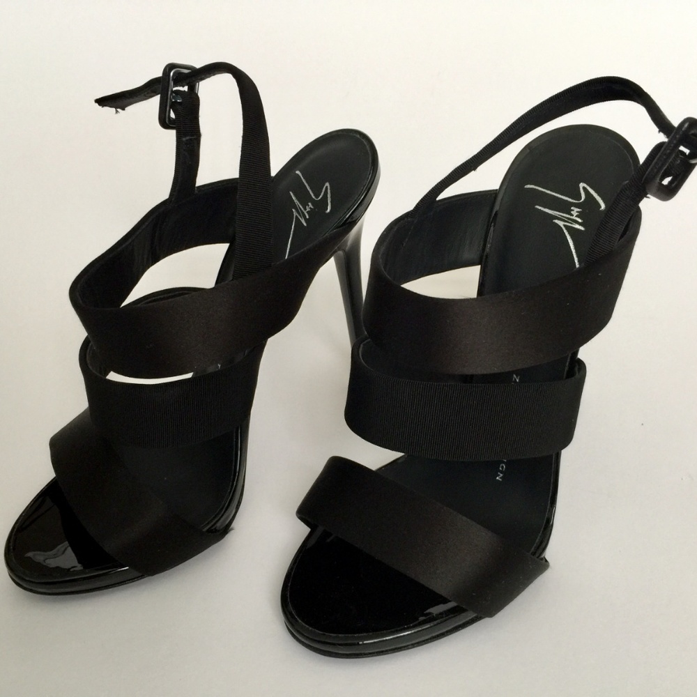 Giuseppe Zanotti Black Strappy Slingback Heels